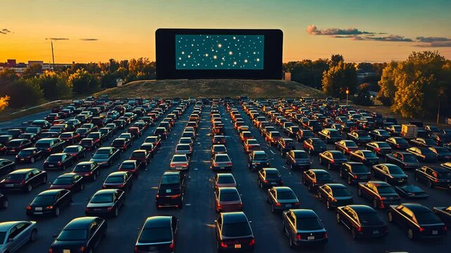 Sunset at the Drive-In Movie Theater