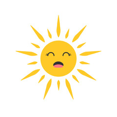 Funny sun icon vector. Smiling sun illustration sign. Sun symbol or logo.