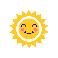 Funny sun icon vector. Smiling sun illustration sign. Sun symbol or logo.