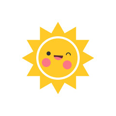 Funny sun icon vector. Smiling sun illustration sign. Sun symbol or logo.