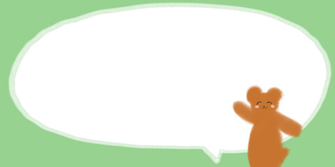 にっこり笑顔のかわいいテディベアの手描きフレーム