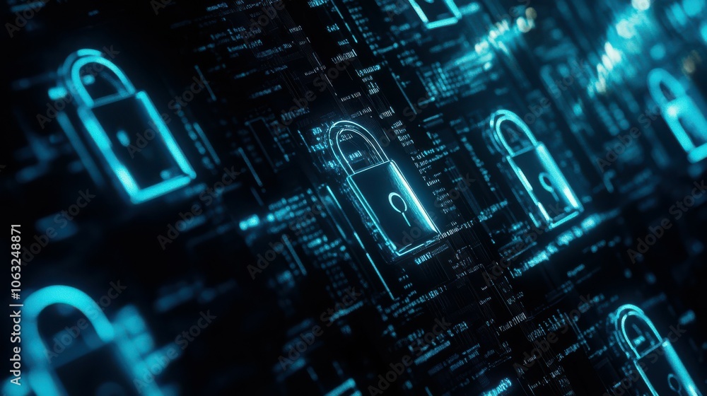 Poster internet security and data protection background with copyspace, cybersecurity