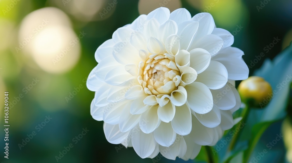 Poster close up of a white flower with a bokeh background capturing the essence of nature and tranquility