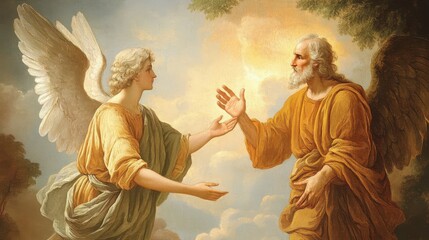 image of the angel Gabriel appearing to Zechariah to announce the birth of John the Baptist, showing Godâ€™s plan for salvation,