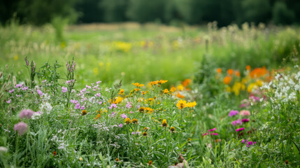 A regenerative agriculture field with a diverse mix of plants and animals coexisting, showcasing biodiversity and eco-friendly practices