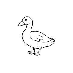 Duck line art vector on white background