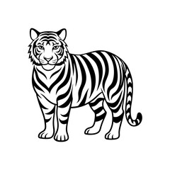 Fototapeta premium Tiger silhouette of vector black and white