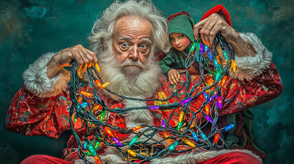Obraz premium Create merry moments with santa and festive activities in a joyful holiday scene
