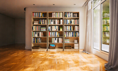 study room or library background with book shelf