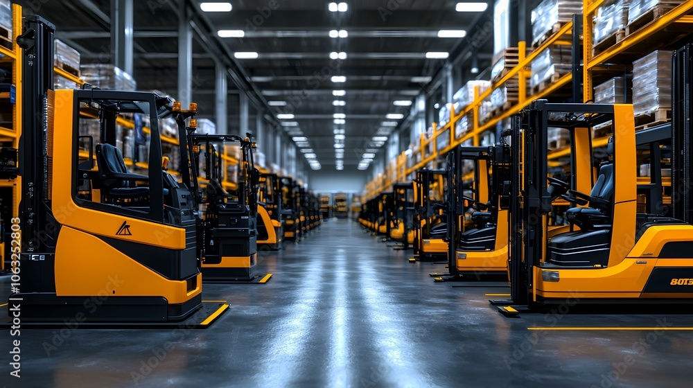 Aufkleber dynamic warehouse logistics operation, automated systems in action, organized inventory flow, effici