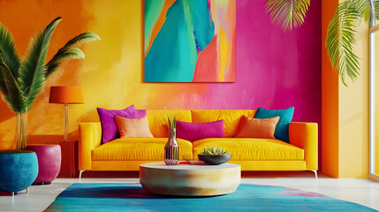 living interior with sofa with table