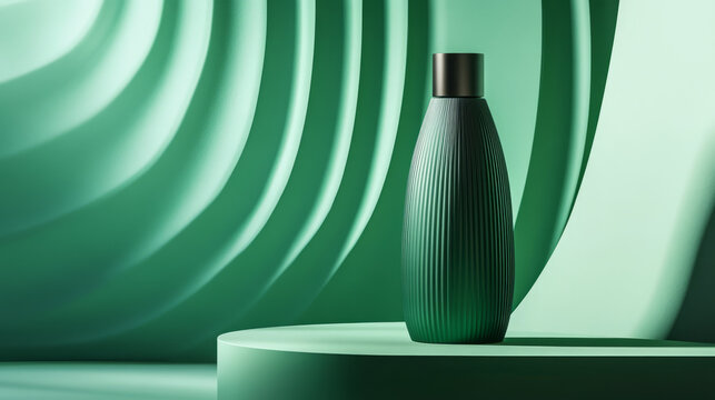 AI-driven packaging design showcasing a futuristic look and optimized shape, set against a sleek, modern background