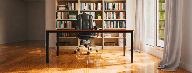 study room, office or library background with book shelf