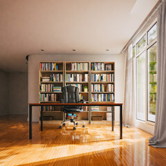 study room, office or library background with book shelf