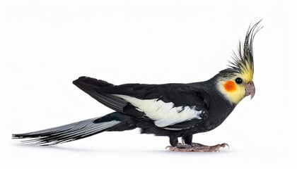 Fototapeta premium Cockatiel side view full body isolate on White background PNG