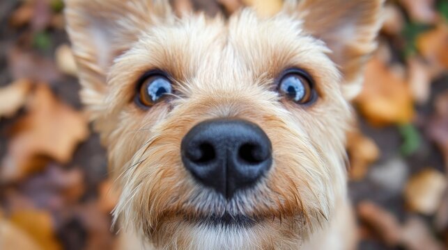 Close up of a dog s face emphasizing the nose showcasing a sense of curiosity and playful inquisitiveness
