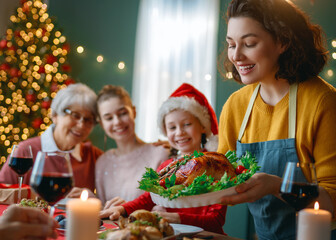 family celebrating Christmas
