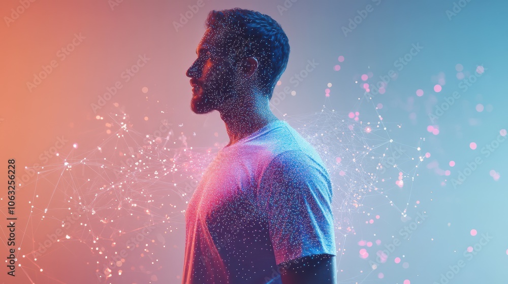 Aufkleber man in a t-shirt and pants with generative ai