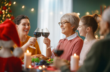 family celebrating Christmas