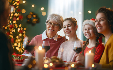 family celebrating Christmas