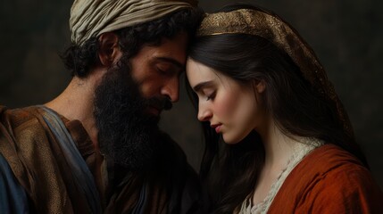 dramatic image of the prophet Hosea marrying Gomer, symbolizing Godâ€™s enduring love for Israel despite their unfaithfulness,