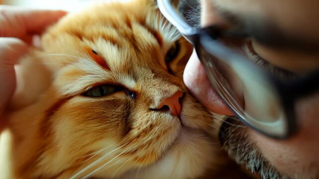 Cat with his owner
