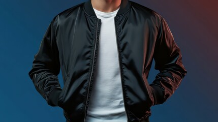 Men's Zipped Bomber Jacket Mockup