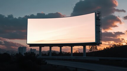 Obraz premium Mockup of customizable curved horizontal billboard