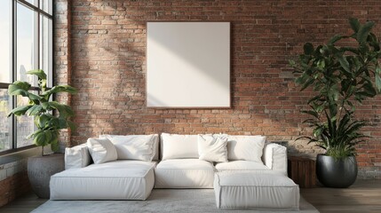 Mockup Of Vertical Customized Poster On Brick Wall