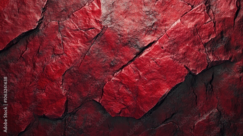 Poster close up view of a red mineral stone with a textured surface