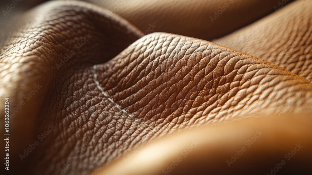 Poster close up view of a segment of brown leather