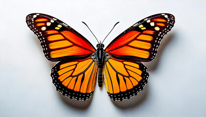 Obraz premium Beautiful butterfly on white background, wallpaper, flat lay