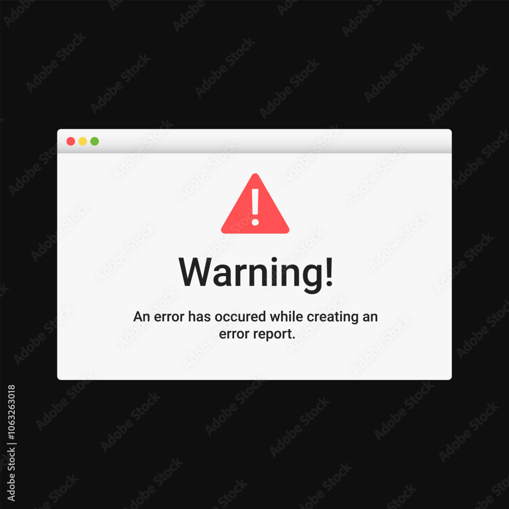 Poster modern warning notification message on screen. error virus message on desktop. antivirus detected ma