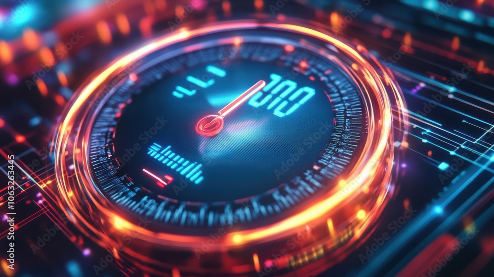 Poster internet speed meter indicate 100 mbit speed- high speed connection concept