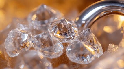 Close up of white Runtz live resin diamonds resting on a curled titanium dab tool