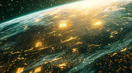 Concept general virtual money, banner Abstract business crypto technology. Metaverse digital world planet cyber Earth.