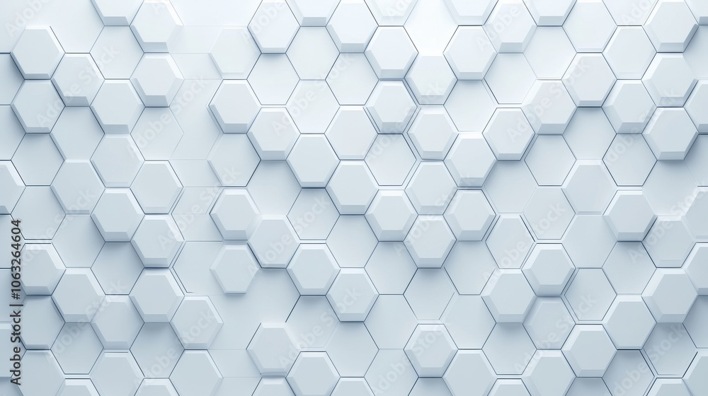 Poster abstract geometric pattern of white hexagons creating a modern, sleek background.