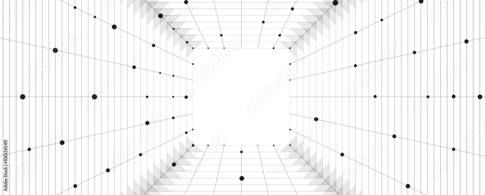 Aufkleber Abstract vector technology background. Wave of particles artificial neural network