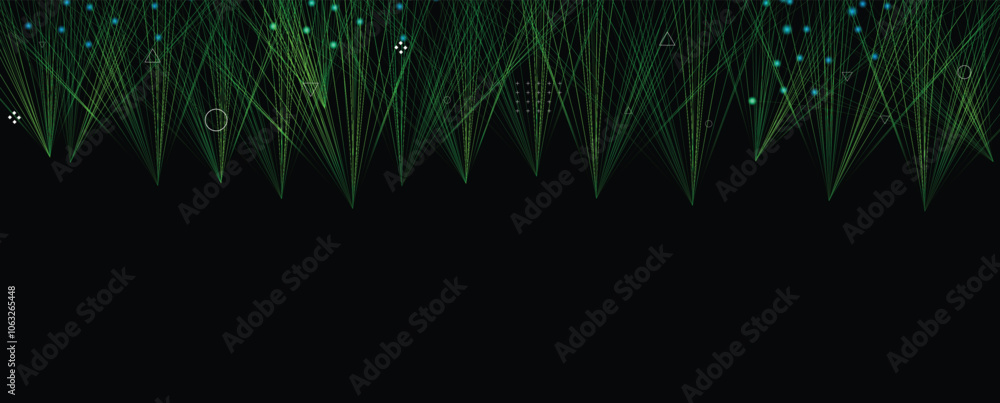 Aufkleber Abstract vector technology background. Wave of particles artificial neural network