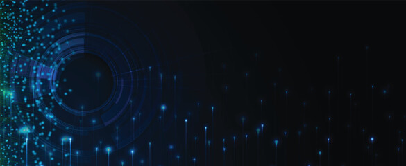 Obraz premium Abstract vector technology background. Wave of particles artificial neural network