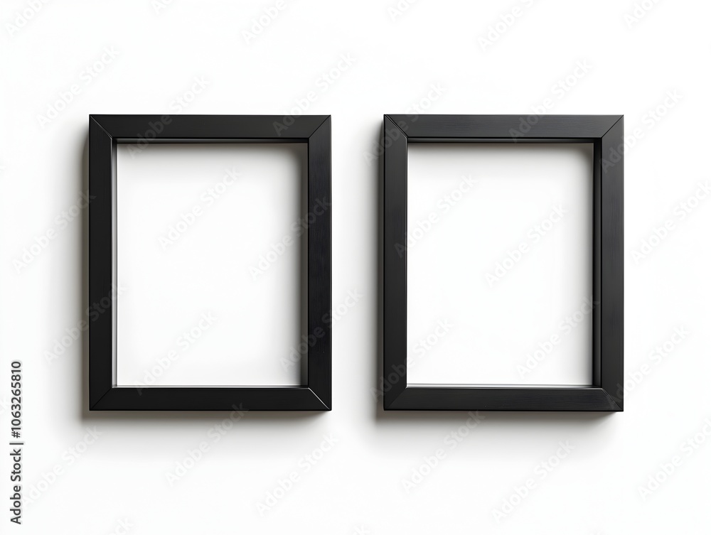 Poster minimalist black square and rectangular frames with fine clean lines isolated on white for modern el