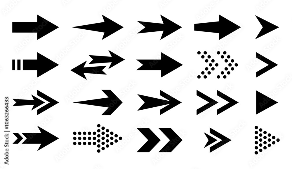 Aufkleber set black arrows for web design. vector arrows collection. cursor. modern simple arrow icon. vector 
