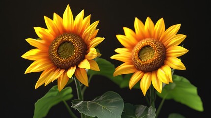 Obraz premium Collection of vibrant sunflowers in full bloom isolated on a clean background
