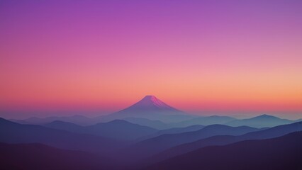 Fototapeta premium Stunning sunset over tranquil waters, with soft gradients of purple and blue hues, creating a serene mountain landscape. Ideal for nature and tranquil imagery