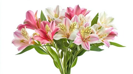 Obraz premium Flower bouquet with Alstroemeria, isolated on transparent background during summer