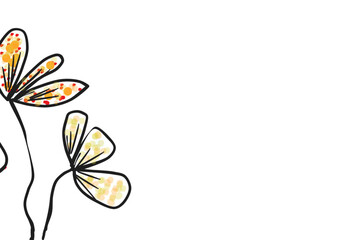 Postcard Stylized Flower Black line art Stylized Illustration handmade