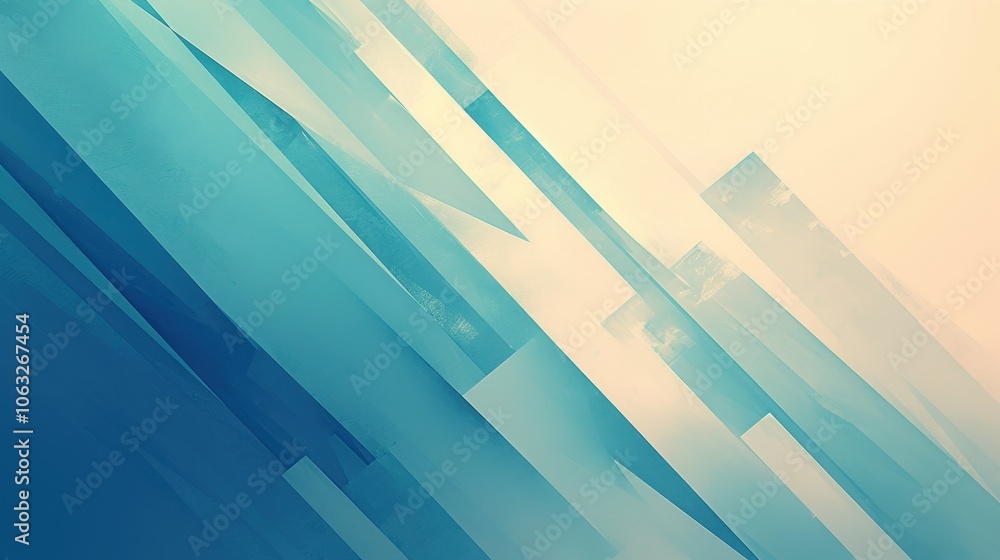 Poster an abstract composition featuring layered shades of blue and turquoise, creating a serene and dynami