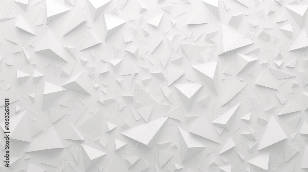 Poster Abstract white polyhedral background with varying facets creating a modern, dynamic effect.