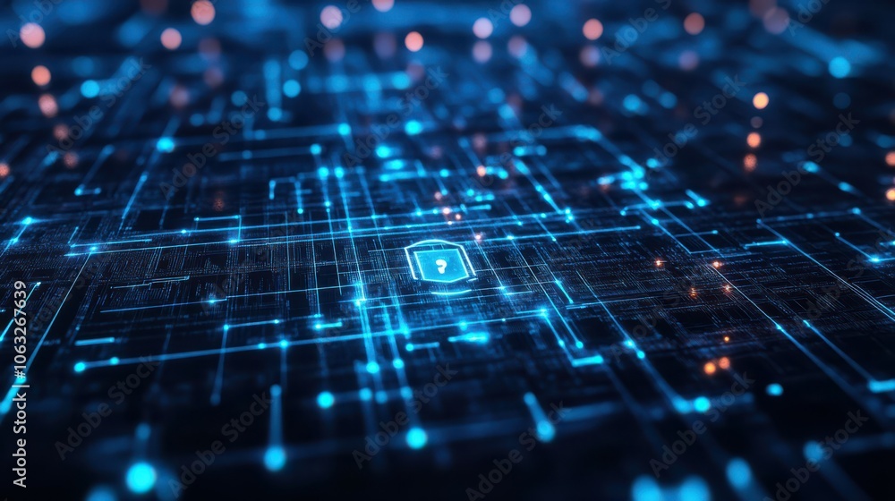 Poster network protection or cyber security. cyber technology web services for business and internet projec