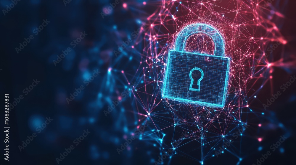 Poster network protection or cyber security. cyber technology web services for business and internet projec
